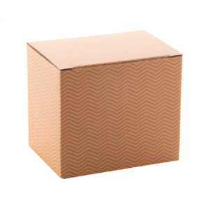 Individuāli apdrukāta gofrētā kartona kastīte krūzei 300–350 ml, 116×100×86 mm – Balta