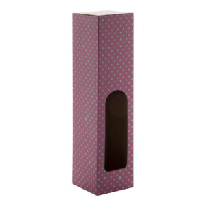 Individually printed corrugated cardboard box for one wine bottle, 80×330×80 mm – White