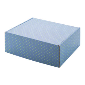 Individuāli apdrukāta gofrētā kartona pasta dāvanu kastīte ar pašlīmējošu joslu, 240×175×85 mm – Balta