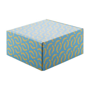 Individually printed square postal gift box with self-adhesive strip, 175×175×85 mm – White
