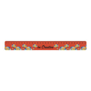 Individuāli apdrukāts elastīgs plastmasas lineāls, 30 cm – Balta