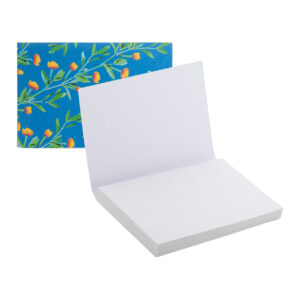 Individuāli apdrukāts līmlapiņu bloks papīra vākos, 50 lapiņas 50×75 mm – Balta