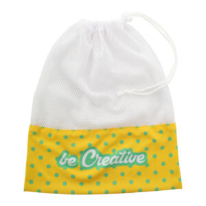 Individually printed polyester fruit and vegetable bag with mesh top, 290×340 mm – White