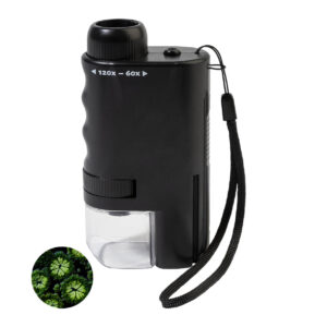 Kabatas mikroskops 60–120x ar LED gaismu – Melna