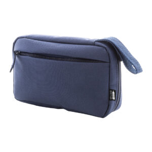 Kabeļu organizatora futrālis no RPET poliestera ar rāvējslēdzēju, 220×130×40 mm – Tumši zila