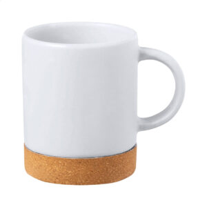 Ceramic mug with cork base, 350 ml – White