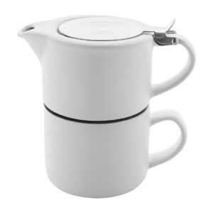 Keramikas tējas komplekts – tējkanna 430 ml un krūze 400 ml – Balta