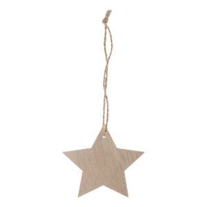 Wooden Christmas tree ornament with hemp string – Dabīga, zvaigzne