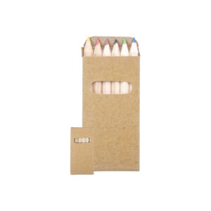 Wooden coloured pencil set in a paper box, 6 pcs. – Natural