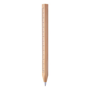 Koka lodīšu pildspalva ar kvadrātveida korpusu un 14 cm lineālu, melna tinte – Dabīga