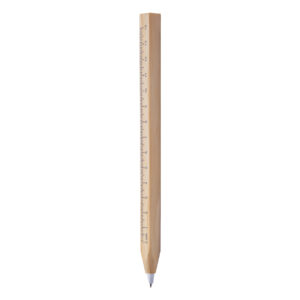 Koka lodīšu pildspalva ar kvadrātveida korpusu un 14 cm lineālu, zila tinte – Dabīga