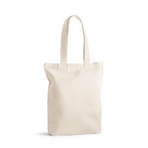 Cotton shopping bag with wide base – 220 g/m² – Beige