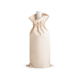 Cotton bag for bottle with drawstring – 180 g/m² – Beige
