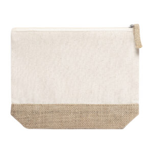 Kokvilnas un laminētas džutas kosmētikas somiņa, 215×165×50 mm – Dabīga