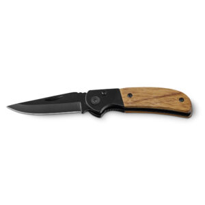 Compact pocket knife made of stainless steel and wood – with safety lock – Beige