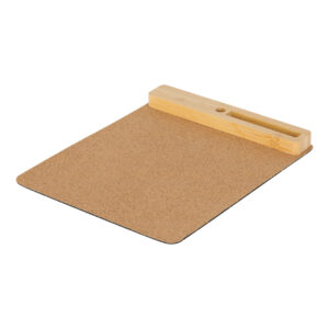 Cork mouse pad with bamboo phone and pen holder and USB hub – Natural