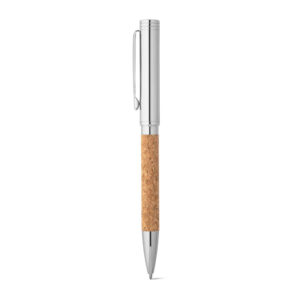 Cork and metal twist-action pen – Beige