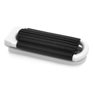 Cosmetic mirror with foldable hair brush – White
