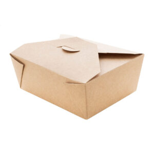 Kraft paper takeaway food box with PE lining, 1300 ml – Natural