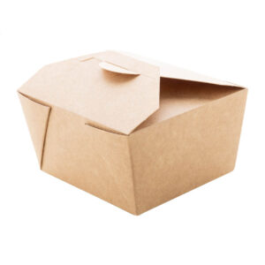 Kraft paper takeaway food box with PE lining, 750 ml – Natural