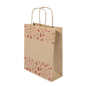 Kraft paper Christmas gift bag, large, 320×410×120 mm – Natural