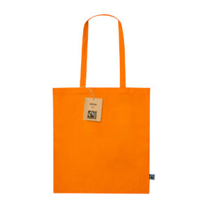 Krāsaina Fairtrade kokvilnas iepirkumu soma ar garajiem rokturiem, 180 g/m² – Oranža