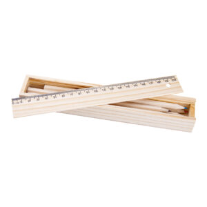 Krāsaino zīmuļu komplekts koka kastītē ar 20 cm lineālu, 6 gab. – Dabīga