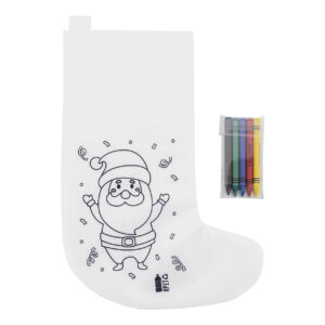 Colour-in RPET Christmas stocking with crayons – White
