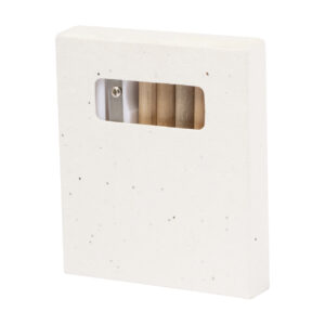 Krāsošanas komplekts sēklu papīra kastītē ar 6 zīmuļiem un asinātāju – Dabīga