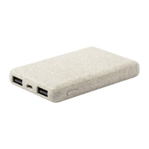 Kviešu salmu šķiedras ārējais akumulators ar 2 USB izejām, 5000 mAh – Dabīga