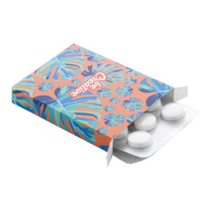 Large peppermint sweets in a custom-printed paper box, 10 pcs. – White