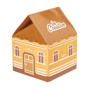 House-shaped cardboard gift box with full colour printing – White