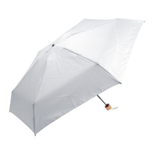 Manuāls vēja izturīgs mini RPET lietussargs ar bambusa rokturi, ø92 cm – Balta