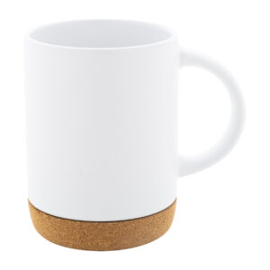 Matēta keramikas krūze ar korķa pamatni, 280 ml – Balta / balta