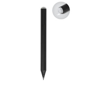Melna koka mini HB zīmulis ar akrila dārgakmens rotājumu, 90 mm – Balta