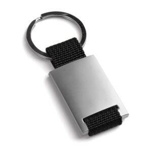 Metal keyring with fabric strap – Black