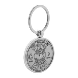 Metal keyring with rotating perpetual calendar – Silver