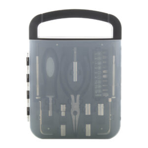 Metāla instrumentu komplekts plastmasas koferī, 22 daļas – Melna