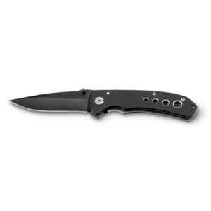 Metal pocket knife with stainless steel blade – with safety lock and clip – Black