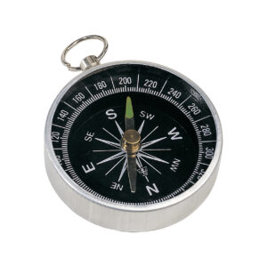 Metāla kompass ar gredzenu, Ø 43 mm – Sudraba