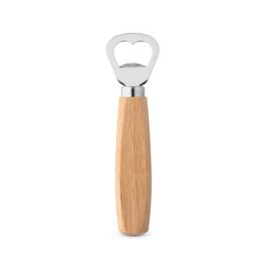 Metal bottle opener with wooden handle – Beige