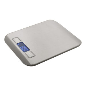 Nerūsējošā tērauda digitālie virtuves svari ar apgaismotu displeju, līdz 5 kg – Sudraba