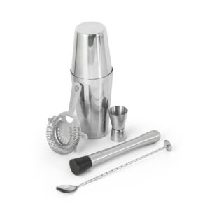 Stainless steel cocktail set in gift box – 6 parts – Silver