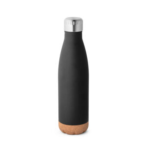 Nerūsējošā tērauda termopudele ar korķa pamatni – 560 ml – Melna
