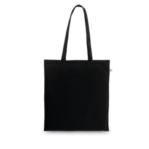 Organic cotton shopping bag with long handles – 140 g/m² – Black