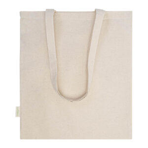 Organiskās kokvilnas iepirkumu soma ar garajiem rokturiem, 180 g/m², 380×420 mm – Dabīga