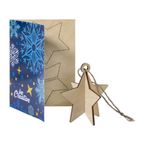 Paper Christmas card with wooden Christmas tree ornament-puzzle – Dabīga, zvaigzne