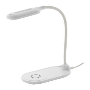 Pārstrādāta ABS galda lampa ar bezvadu ātro lādētāju 15 W un 10 LED – Balta
