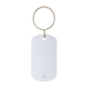 Pārstrādāta alumīnija atslēgu piekariņš ar metāla gredzenu, 29×50 mm – Sudraba