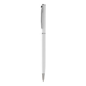 Pārstrādāta alumīnija grozāmā pildspalva ar hromētām detaļām, ø8×129 mm – Balta